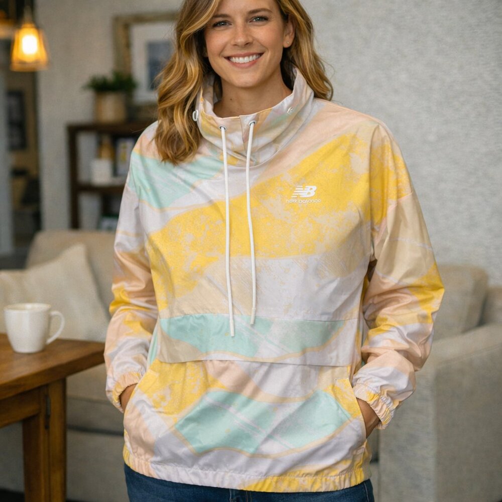 New Balance Anorak Jacket Womens Large Pastels Mystic Minerals Y2K Watercolors